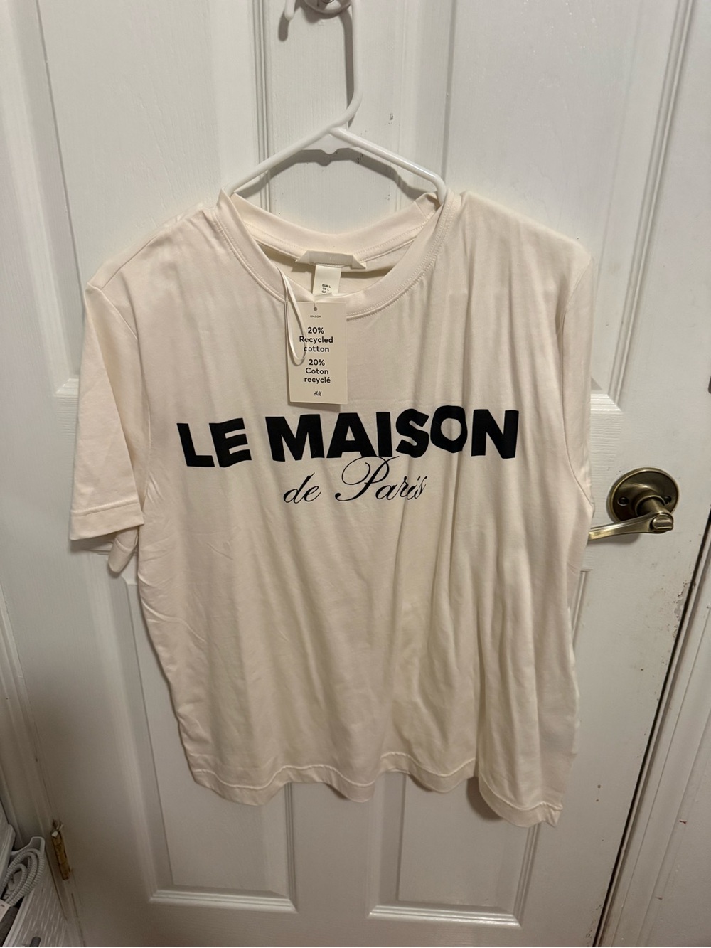 H&M Cream Graphic 'LE MAISON de Paris' Long Sleeve Tee